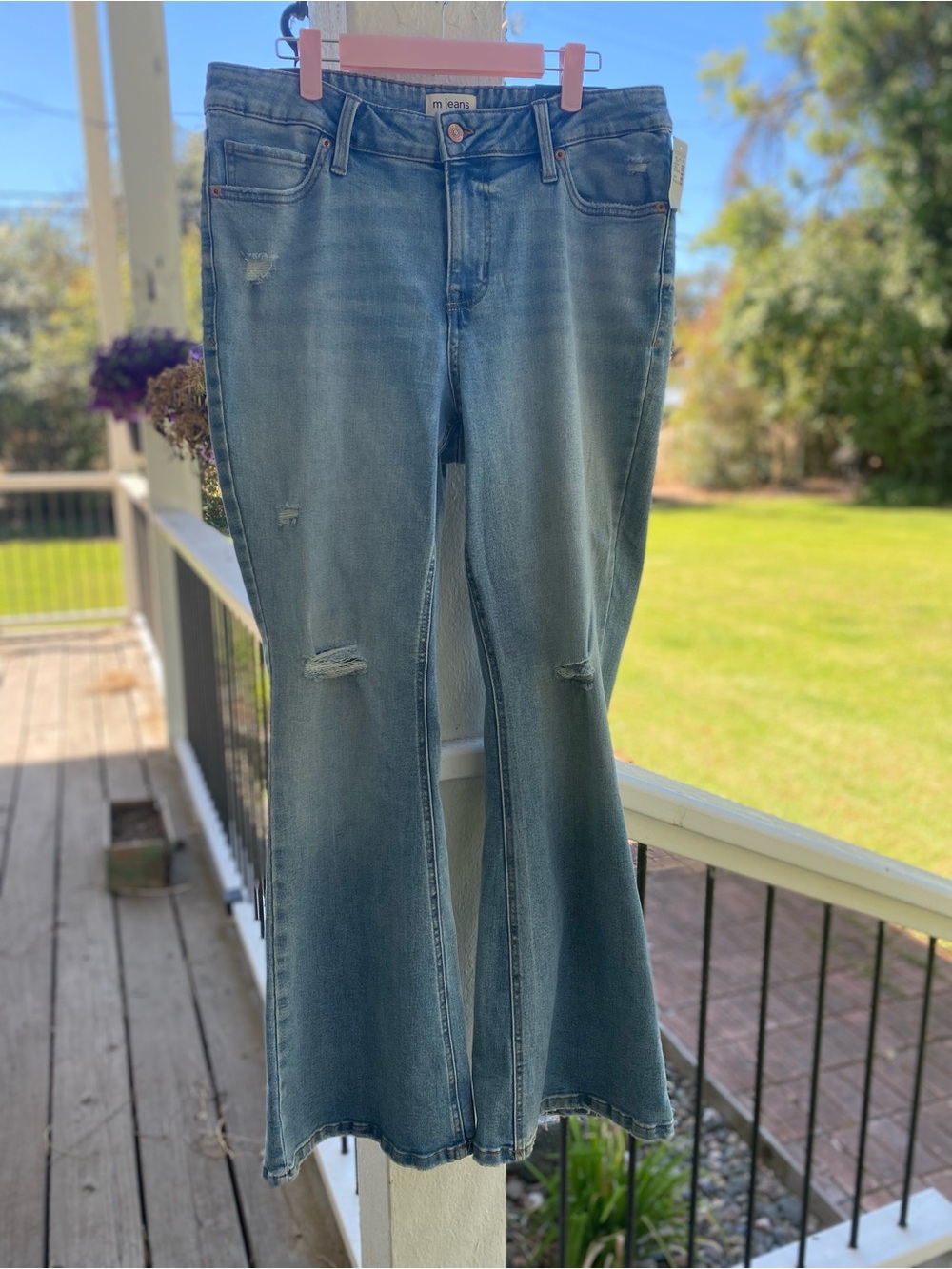 Maurices Blue Flare Jeans with Subtle Distressing